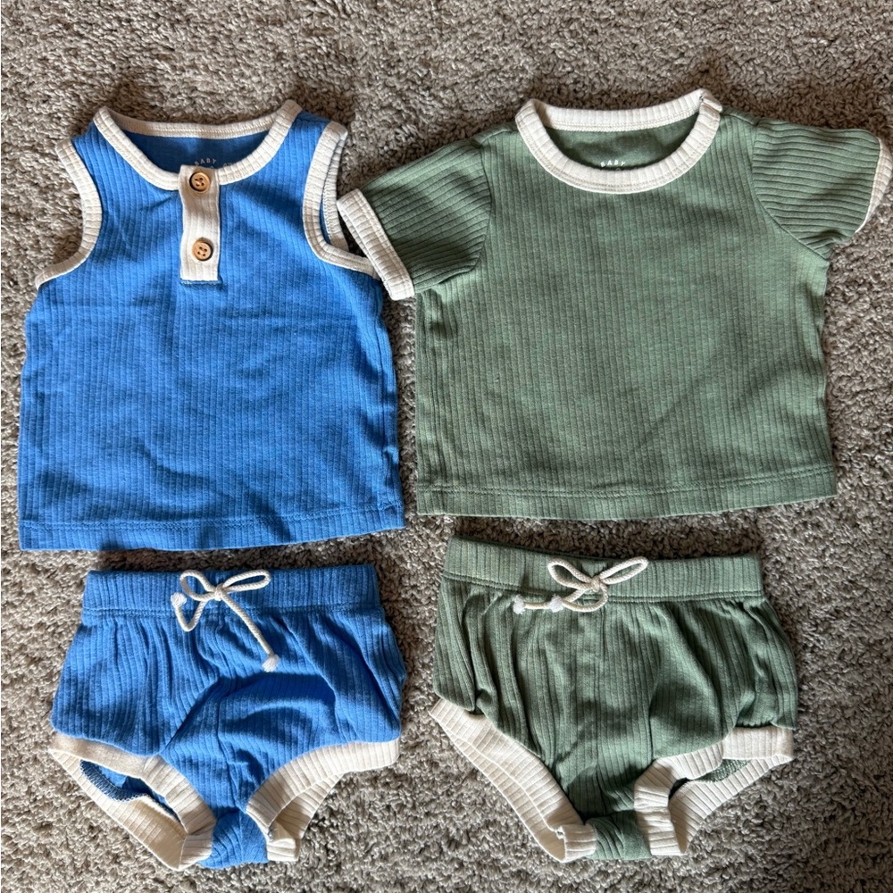 Cat & Jack Blue and Green Baby Outfit Set